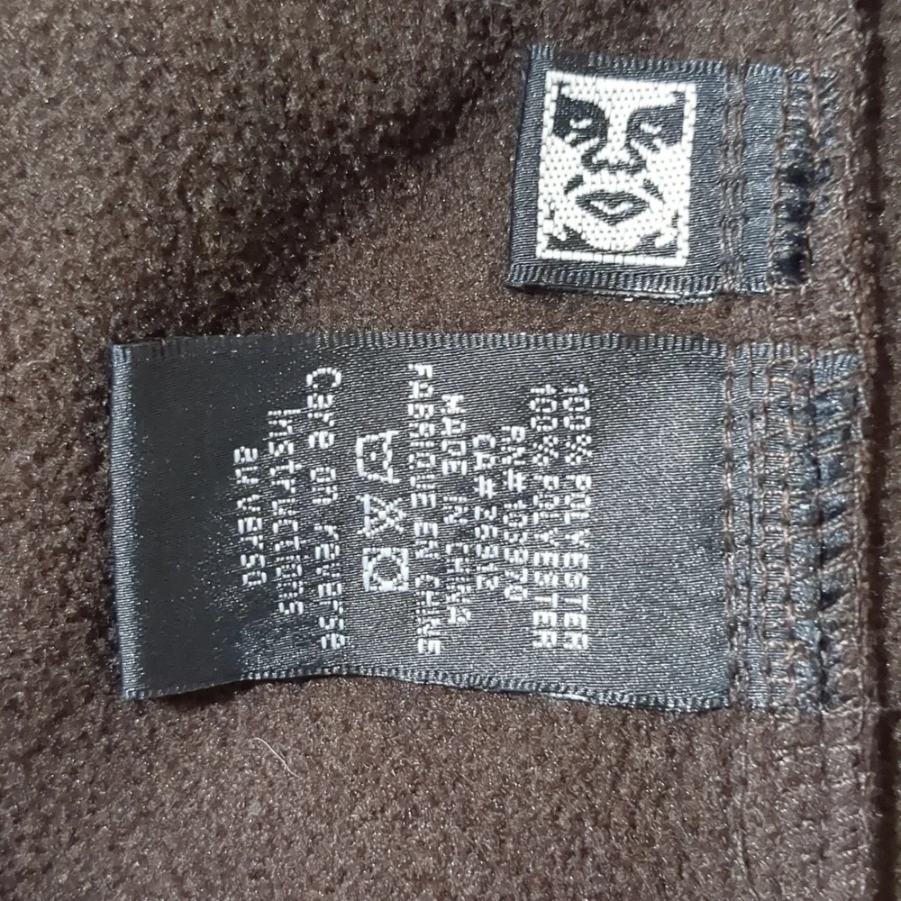 Obey faux suede chocolate brown Women’s coat with hidden hoodie Size L - Picture 6 of 10